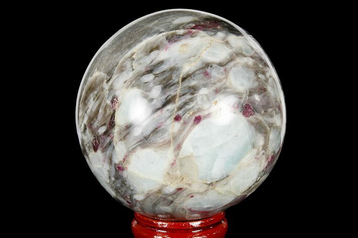 Polished Rubellite (Tourmaline) & Quartz Sphere - Madagascar #182219